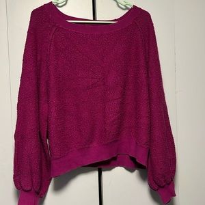 Free People Found My Friend Boucle Knit Oversized Sweater Purple Size M